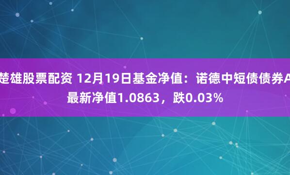 楚雄股票配资 12月19日基金净值：诺德中短债债券A最新净值1.0863，跌0.03%