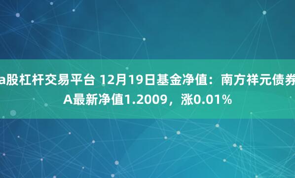 a股杠杆交易平台 12月19日基金净值：南方祥元债券A最新净值1.2009，涨0.01%