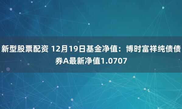 新型股票配资 12月19日基金净值：博时富祥纯债债券A最新净值1.0707