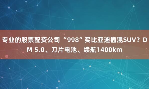 专业的股票配资公司 “998”买比亚迪插混SUV？DM 5.0、刀片电池、续航1400km