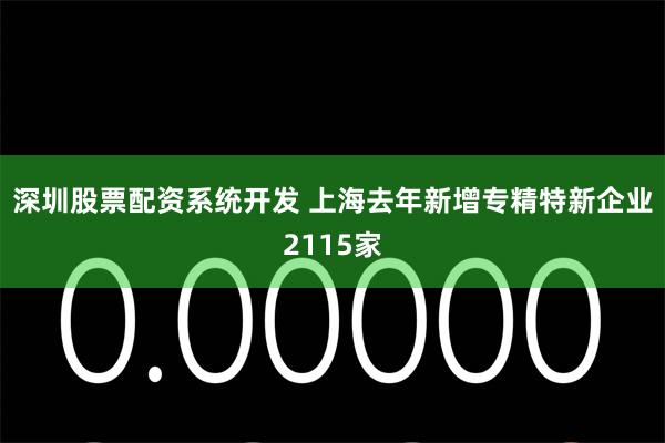 深圳股票配资系统开发 上海去年新增专精特新企业2115家