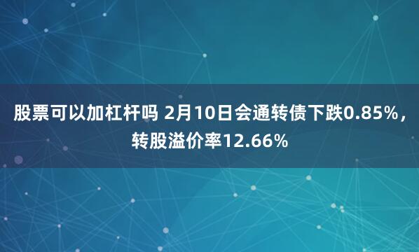 股票可以加杠杆吗 2月10日会通转债下跌0.85%，转股溢价率12.66%