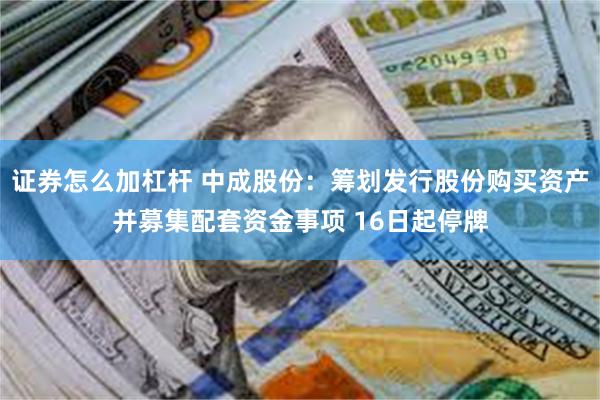 证券怎么加杠杆 中成股份:筹划发行股份购买资产并募集配套资金事项 16日起停牌